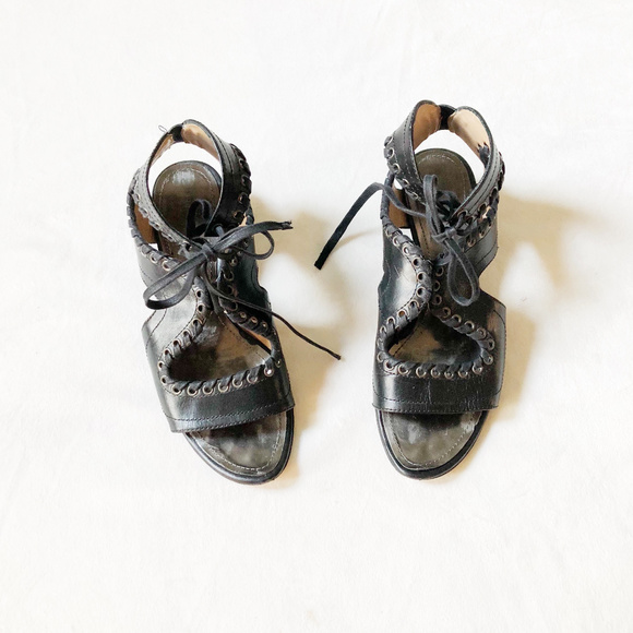 Proenza Schouler Shoes - Proenza Schouler Black Leather Lace Up Sandal 38.5